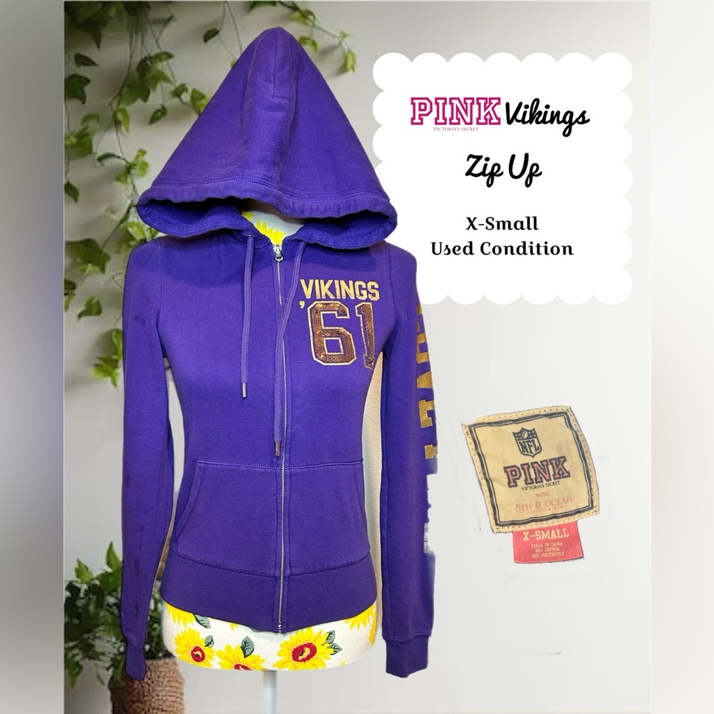 PINK Vikings Zip Up Hoodie with Bling!
